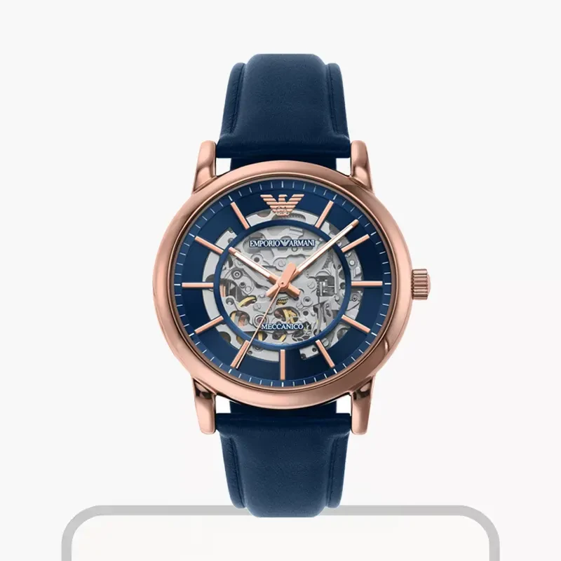 Emporio Armani Automatic Skeleton Blue Dial Men's Watch | AR60050